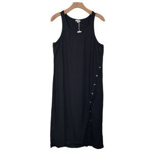Anthropologie Tavik GIA Midi Dress Womens S/M Black Sleeveless Side Button